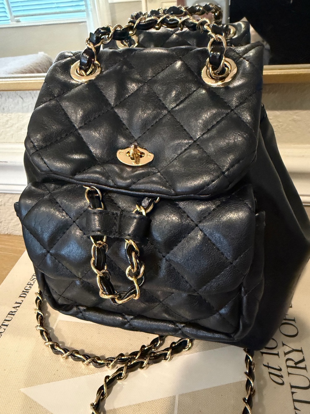 Anoetic ANC Classic Quilted Backpack with Gold Hardware - Picture 2 of 7